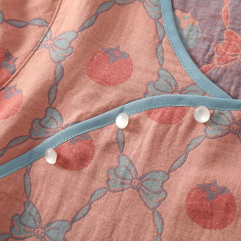 Ensemble pyjama jacquard teint en fil en coton kaki
