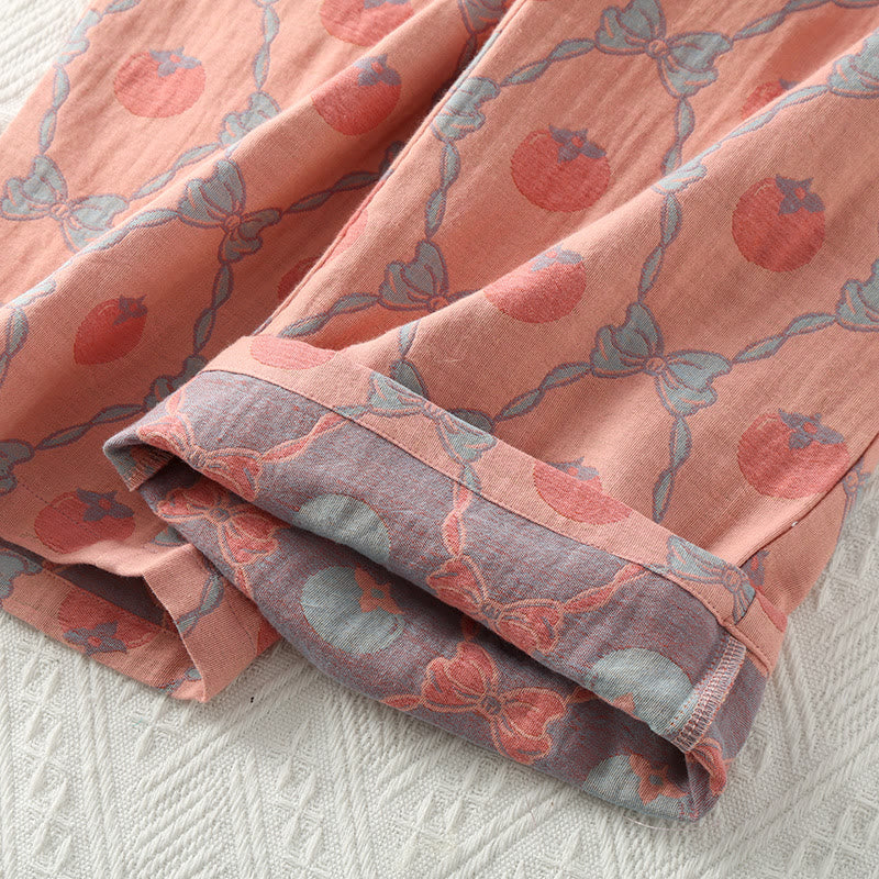 Ensemble pyjama jacquard teint en fil en coton kaki