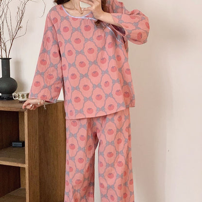 Ensemble pyjama jacquard teint en fil en coton kaki