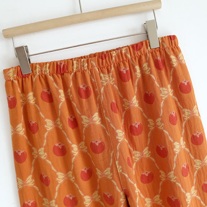 Ensemble pyjama jacquard teint en fil en coton kaki