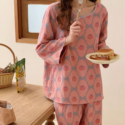 Ensemble pyjama jacquard teint en fil en coton kaki