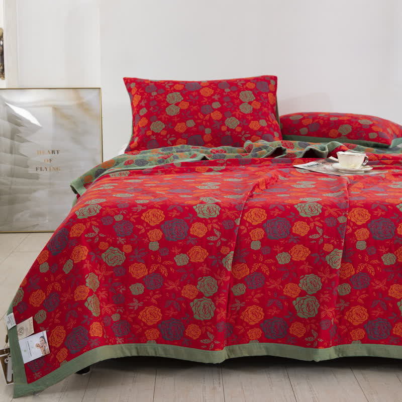 Couette élégante et confortable en gaze de coton rose