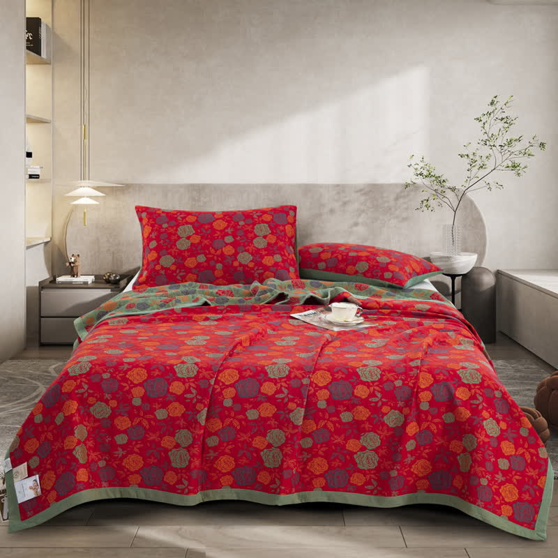 Couette élégante et confortable en gaze de coton rose