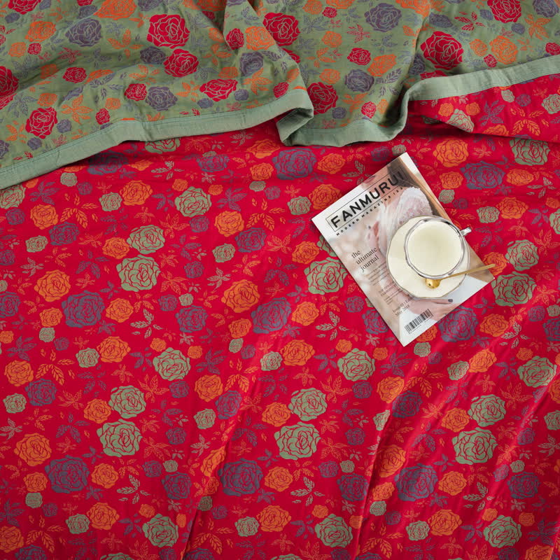 Couette élégante et confortable en gaze de coton rose