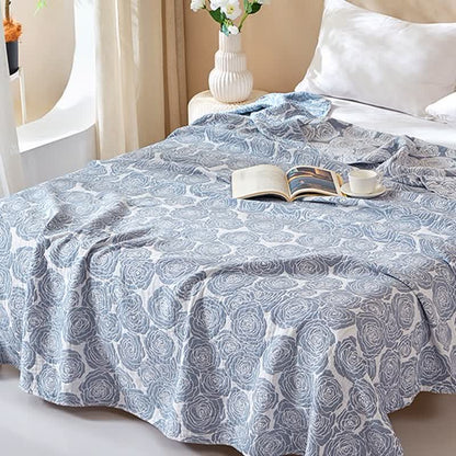 Couverture d'été douce en gaze de coton à motif de roses