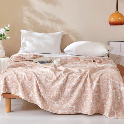 Couverture d'été douce en gaze de coton à motif de roses
