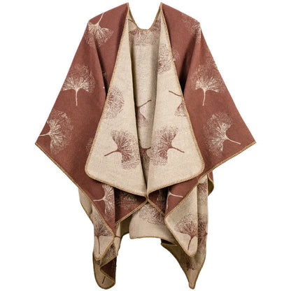 Écharpe de voyage luxueuse en feuille de ginkgo