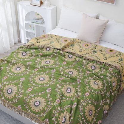Couette rétro en gaze de coton Ownkoti avec pompon réversible
