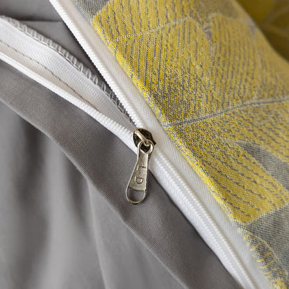 Parure de lit en pur coton jacquard à motif floral rétro (4 pièces)