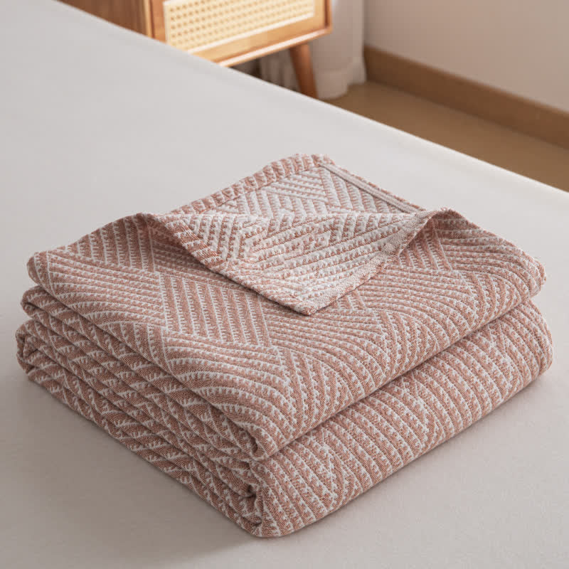 Couette douce en pur coton avec un motif de losange neutre