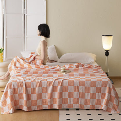 Couette moderne et respirante en pur coton avec un motif à damier
