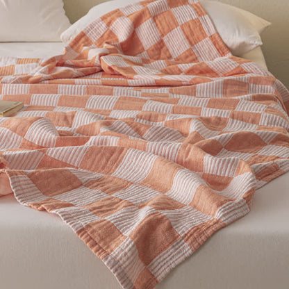 Couette moderne et respirante en pur coton avec un motif à damier