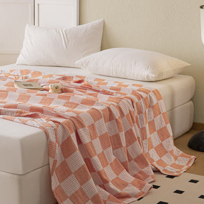 Couette moderne et respirante en pur coton avec un motif à damier