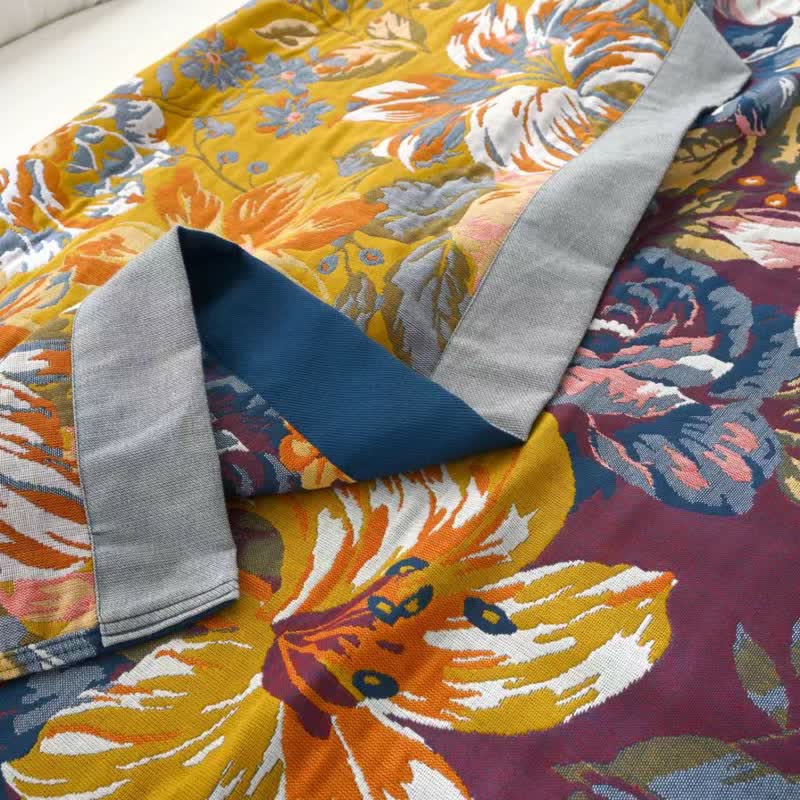 Couette jacquard en pur coton avec motif pivoine pastorale