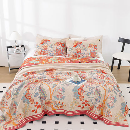 Couette en gaze de coton respirante avec fleurs rustiques