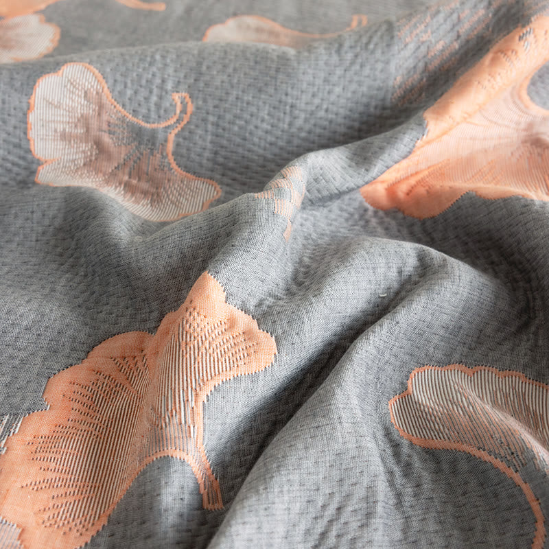 Couette en coton à trois couches avec motif jacquard de feuilles de ginkgo