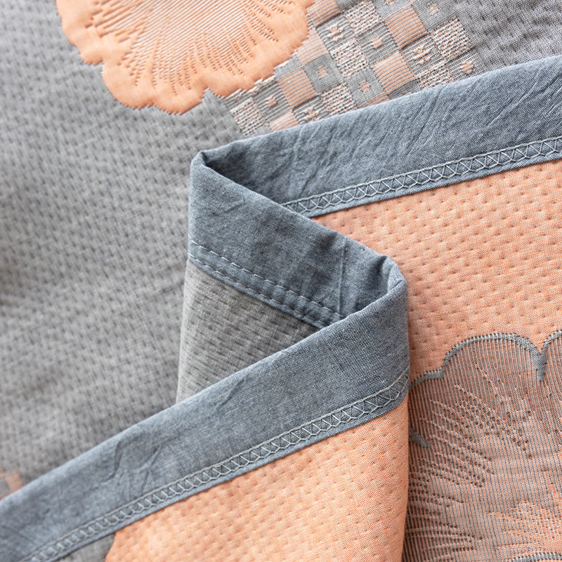 Couette en coton à trois couches avec motif jacquard de feuilles de ginkgo