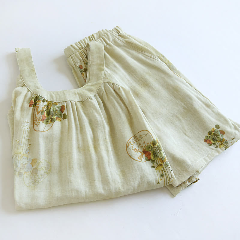 Ensemble de vêtements d'intérieur avec débardeur en fibre de bambou à imprimé floral