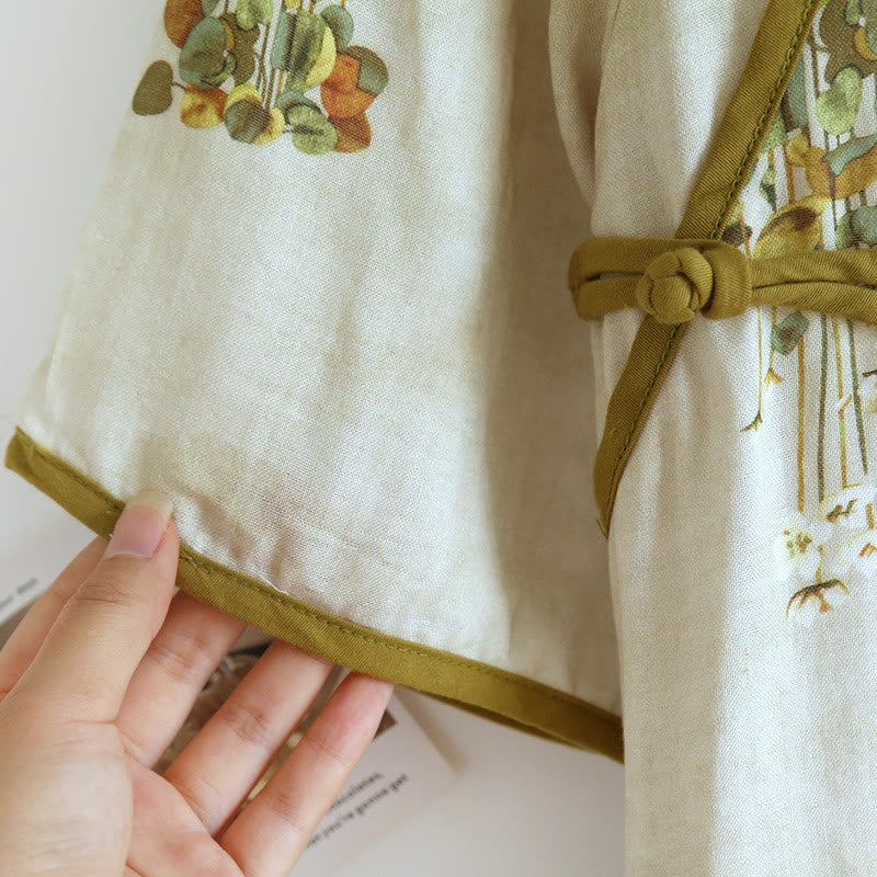 Ensemble de vêtements de détente à manches courtes et motif floral tissé