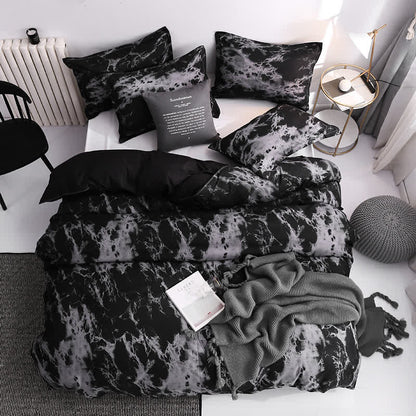 Parure de lit confortable avec motif marbré moderne (3 pièces)