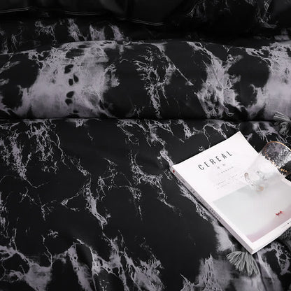 Parure de lit confortable avec motif marbré moderne (3 pièces)