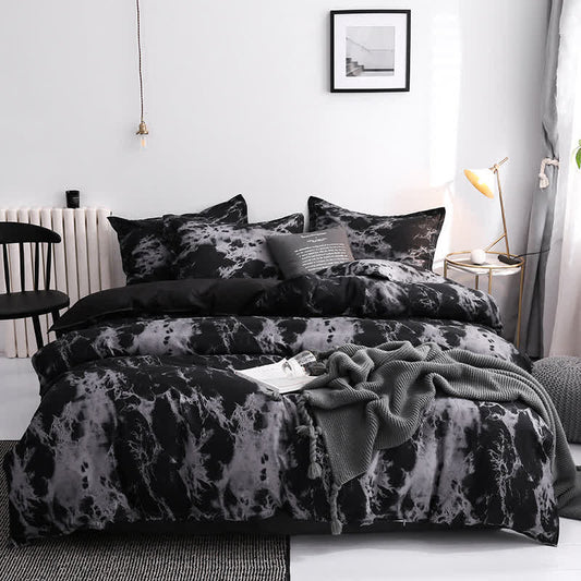 Parure de lit confortable avec motif marbré moderne (3 pièces)