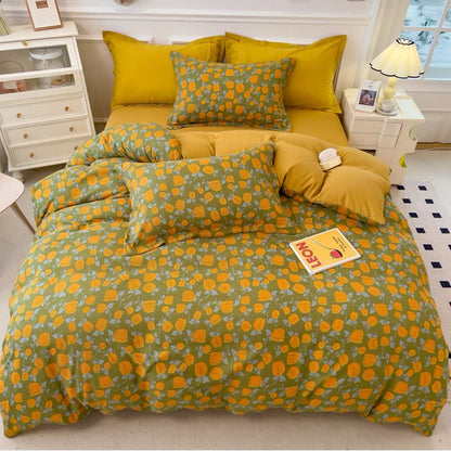 Collection de literie rustique avec des fleurs jaune gingembre