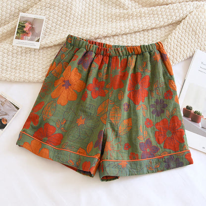 Short de pyjama d'été en gaze double épaisseur