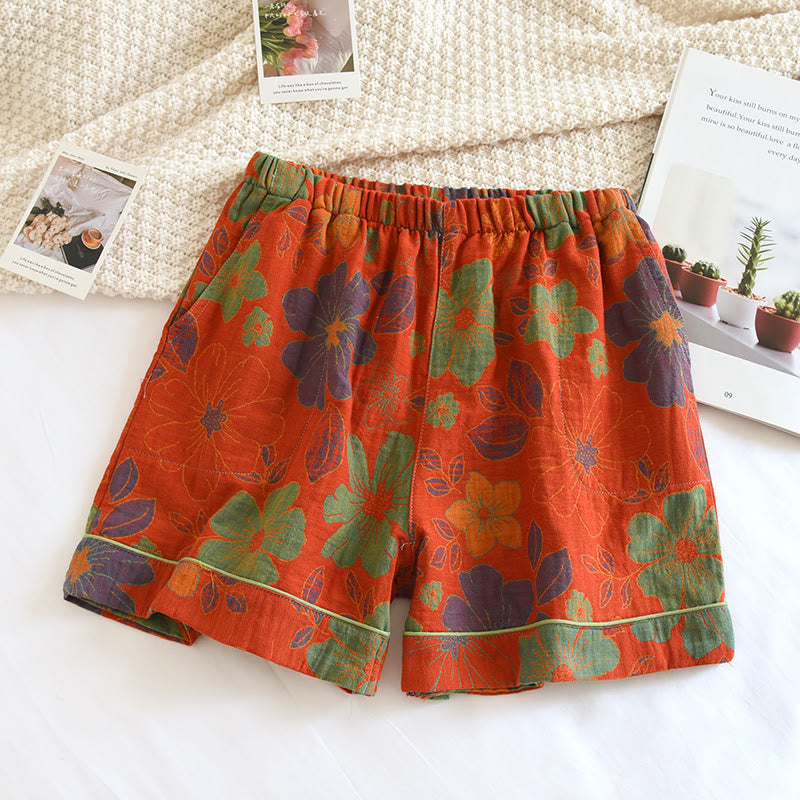 Short de pyjama d'été en gaze double épaisseur - Orange - XL - image 0