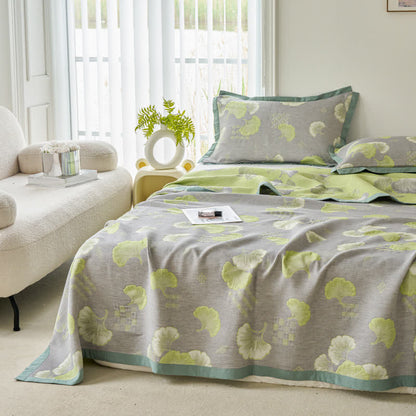 Couette fraîche en pur coton avec feuilles de ginkgo