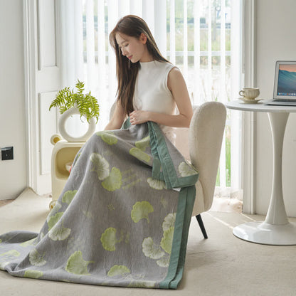 Couette fraîche en pur coton avec feuilles de ginkgo