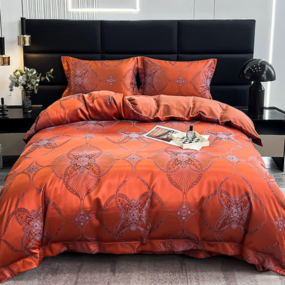Parure de lit d'été en satin jacquard vintage (4 pièces)