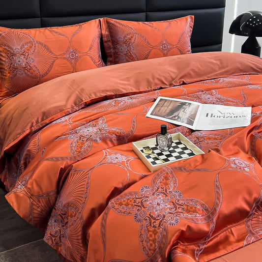 Parure de lit d'été en satin jacquard vintage (4 pièces)