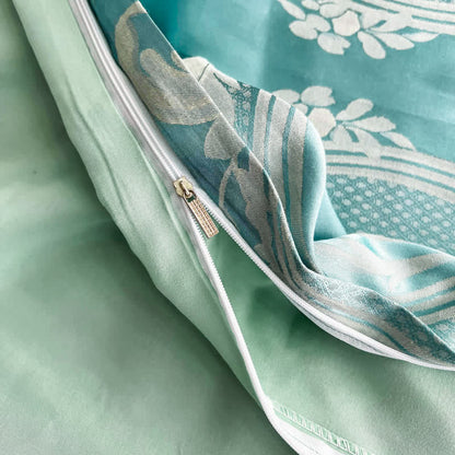 Parure de lit luxueuse et respirante en satin jacquard (4 pièces)