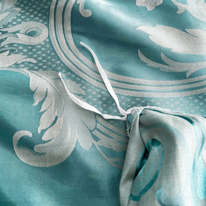 Parure de lit luxueuse et respirante en satin jacquard (4 pièces)