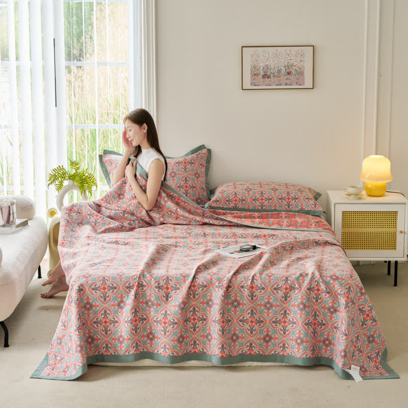 Couette réversible Jacquard Chic en gaze de coton