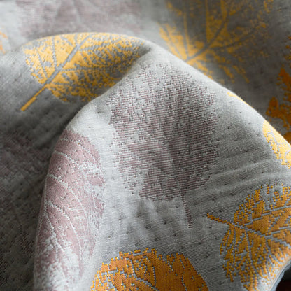 Couette réversible en gaze de coton jacquard à motifs de feuilles