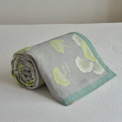 Couette fraîche en pur coton avec feuilles de ginkgo