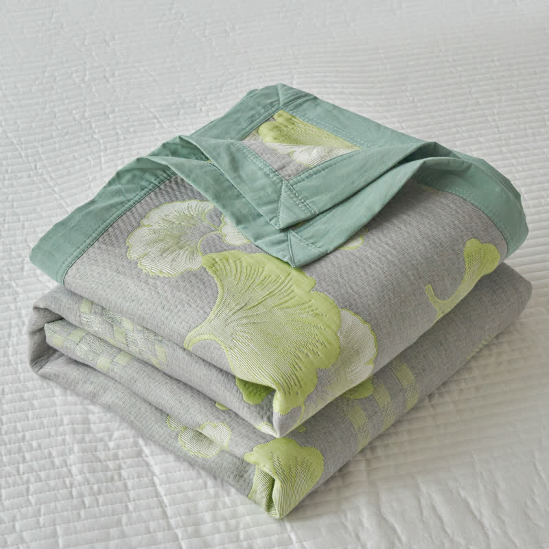 Couette fraîche en pur coton avec feuilles de ginkgo