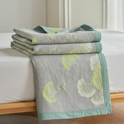 Couette fraîche en pur coton avec feuilles de ginkgo