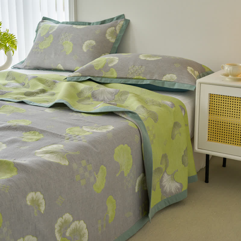 Couette fraîche en pur coton avec feuilles de ginkgo