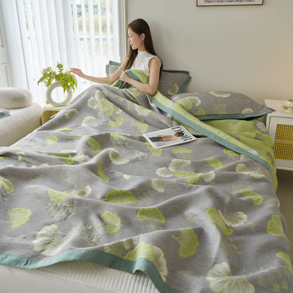 Couette fraîche en pur coton avec feuilles de ginkgo