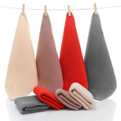 Serviettes en coton simples Ownkoti, lot de 3 serviettes carrées à motif nid d'abeille