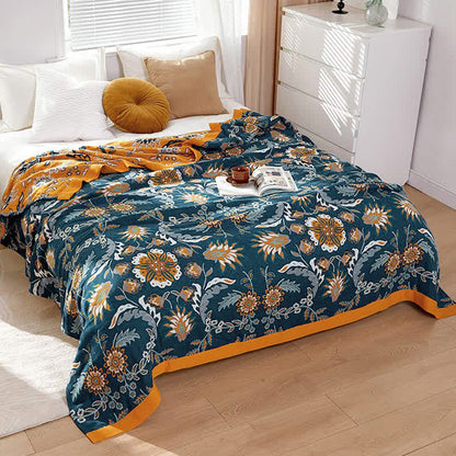 Couette réversible en coton avec grappes de fleurs