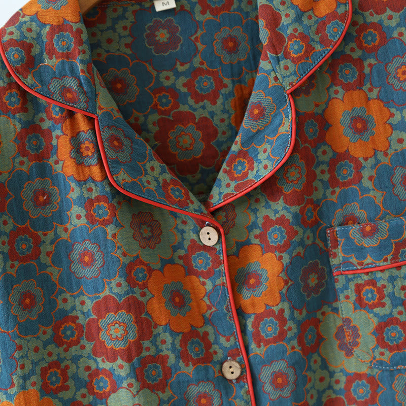Ensemble pyjama vintage avec short à manches courtes en pur coton