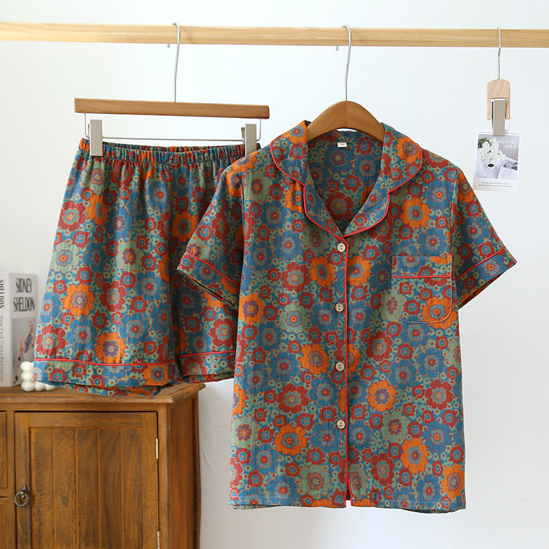 Ensemble pyjama vintage avec short à manches courtes en pur coton