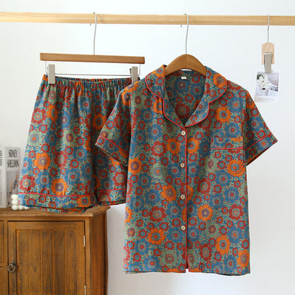 Ensemble pyjama vintage avec short à manches courtes en pur coton