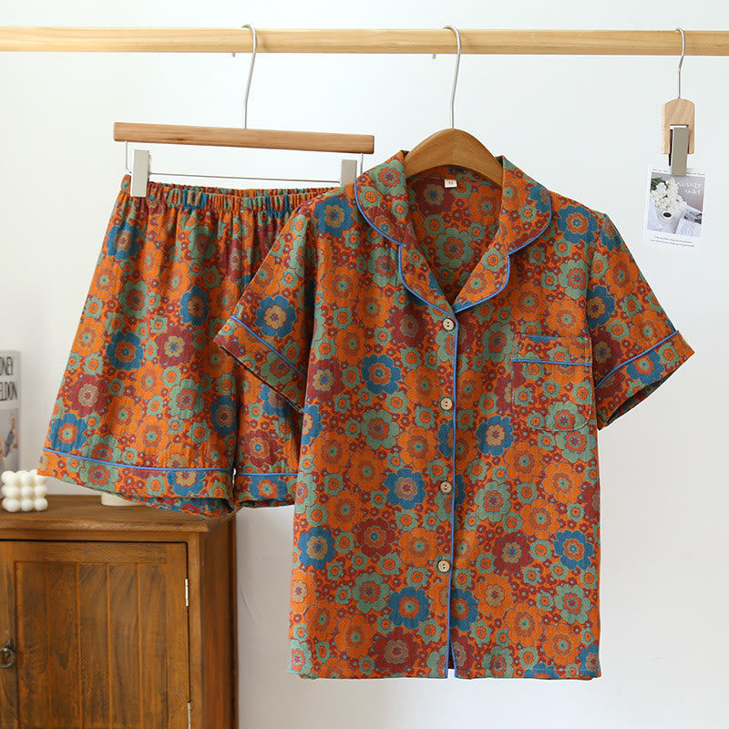 Ensemble pyjama vintage avec short à manches courtes en pur coton