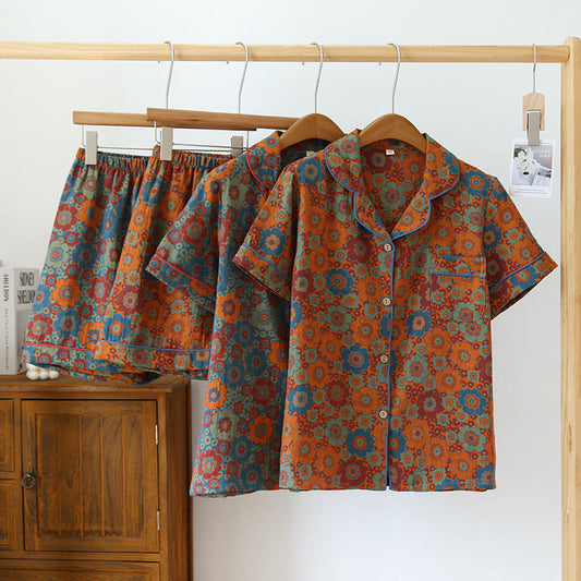 Ensemble pyjama vintage avec short à manches courtes en pur coton
