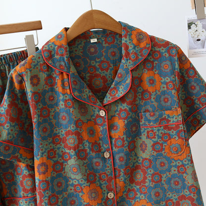 Ensemble pyjama vintage avec short à manches courtes en pur coton